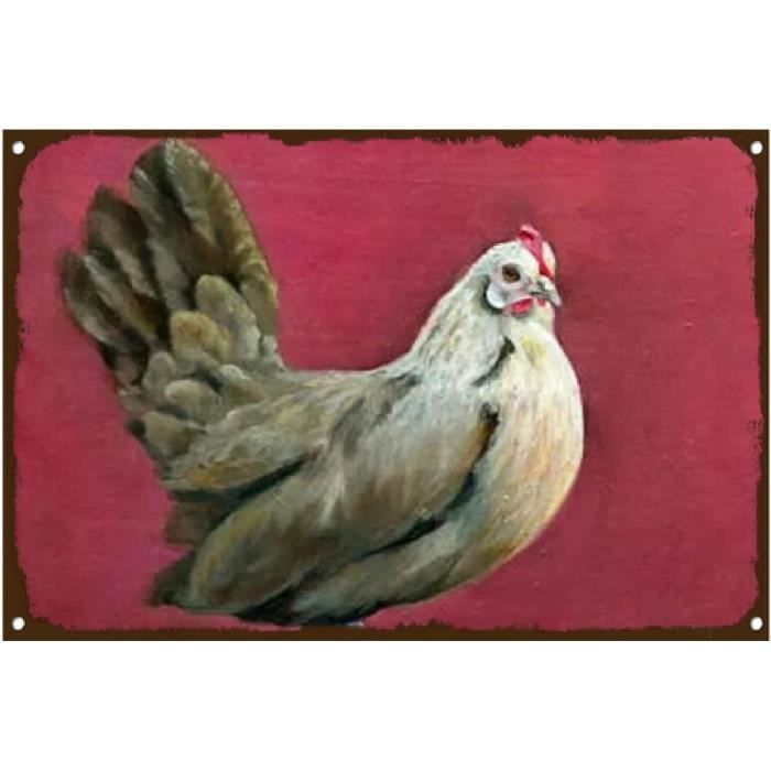 Panneau Métal Vintage SUPERDANT Poule & Œufs – Plaque Décorative Rétro 20x30 Cm – Style Ferme Rustique