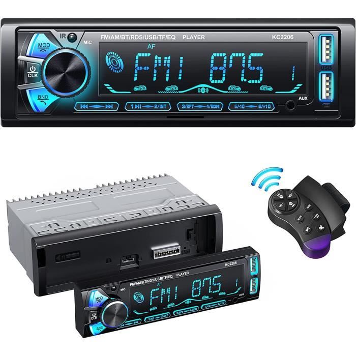 Autoradio Bluetooth Façade Amovible, RDS-FM-AM Poste Radio Voiture Bluetooth,  4x65W Autoradio 1 DIN avec 7 Couleurs, Lecteur A187 - Cdiscount Auto