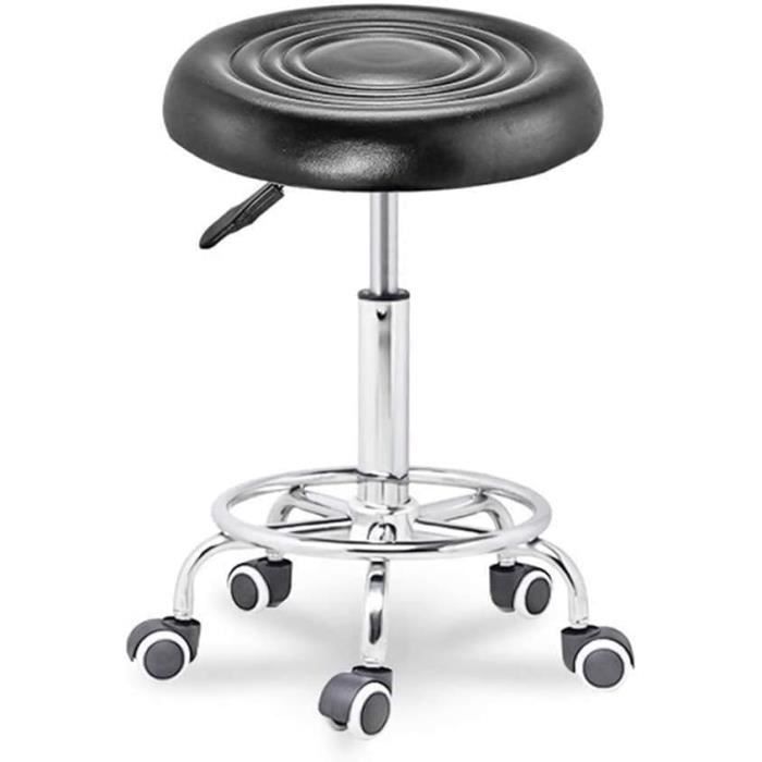 Tabouret De Bar Bureau Pivotant FCH – Hauteur 95cm, Noir, Roulettes 360°