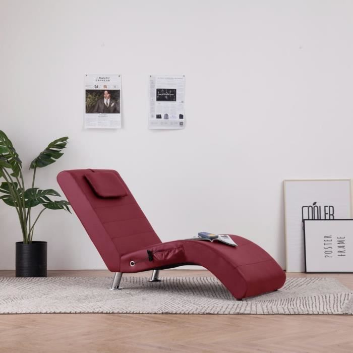 pop - market chaise longue  de massage avec oreiller rouge bordeaux similicuir,haut de gamme®wszekf®