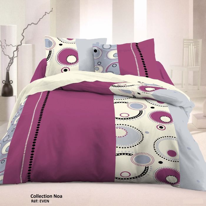 Housse de couette 220x240 + 2 taies volant plat 65x66 ...