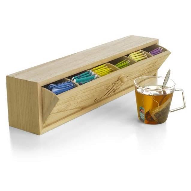 Boîte à thé en bois avec tiroir pivotant - Achat / Vente distributeur