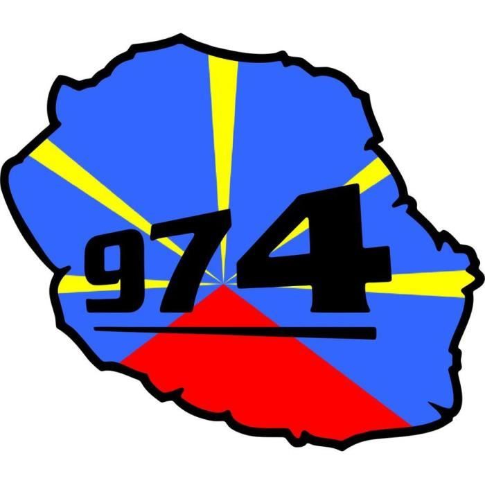 Autocollant Sticker Voiture Reunion Ile Carte 974 Cdiscount Maison