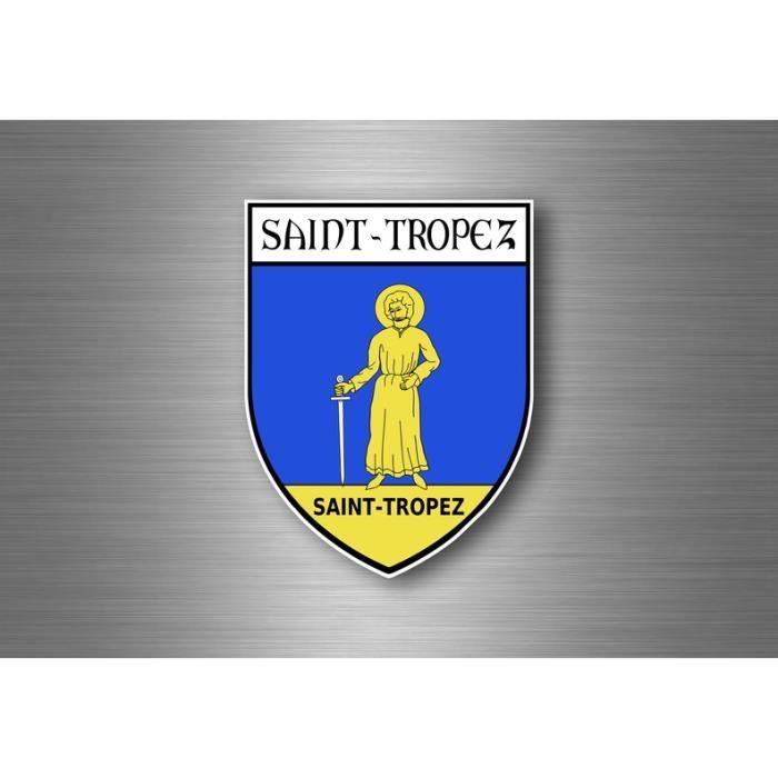 Autocollant Blason Saint-Tropez 83 - Format Plaque Immatriculation 4,5x9,8 Cm, Vinyle Résistant, Fabriqué En France, 2 Pièces