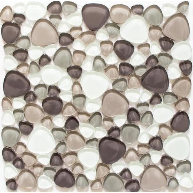 Mosaïque en émaux de verre grip Beige - 2,5 x 2,5 cm - trame 31,2 x 49,5 cm