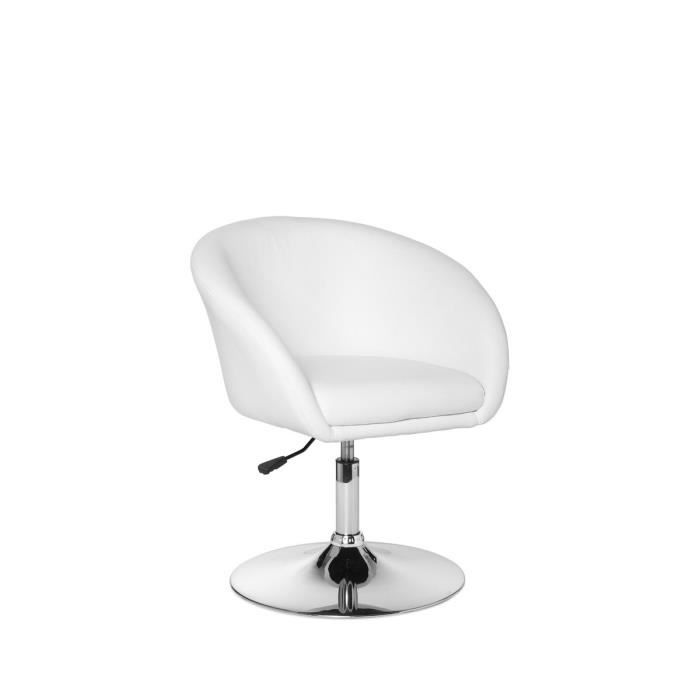 fauteuil lounge réglable simili cuir sally - blanc -