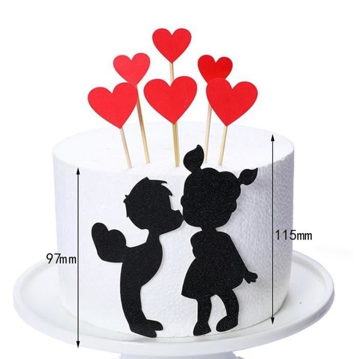 1 1 Ensemble Decoration De Gateaux De Mariage Amour Coeur Doux Amoureux Gateau Topper Pour Anniversaire Saint Valentin Fete De Mari Cdiscount Maison