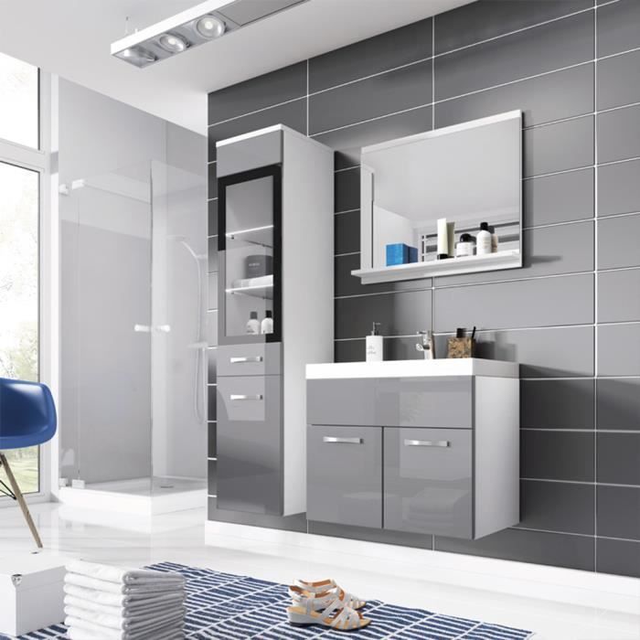 Ensemble Salle De Bain Ipanema Blanc Mat Gris Brillant 4