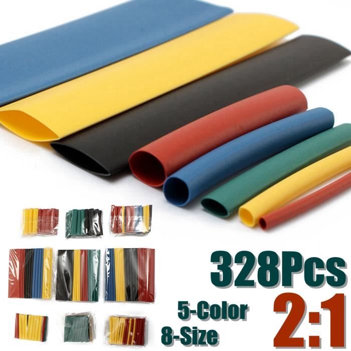 8 tailles isolation électrique 5 couleurs gaine de câble 328 gaines thermorétractables 8 tailles isolation électrique 5 couleurs gaine de câble 328 gaines thermorétractables