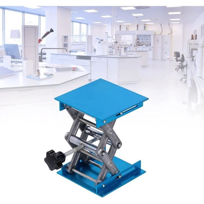 Plate-Forme Élévatrice De Laboratoire 100x100mm - Table De Levage En Aluminium Réglable En Hauteur Jusqu'à 16cm