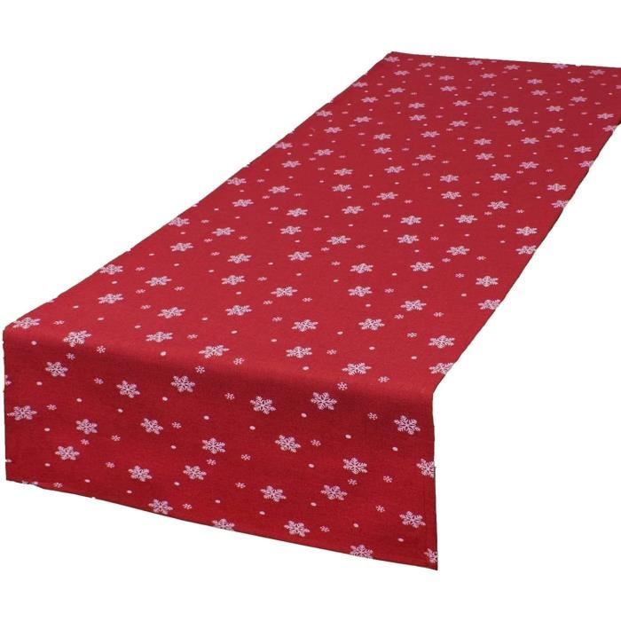Chemin de table NEIGE 40x140 cm Nappe pour Noël rouge