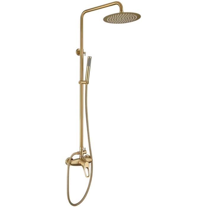 GLYYR Or Brossé Colonne de Douche Eau Chaude et Froide Mural Ensemble