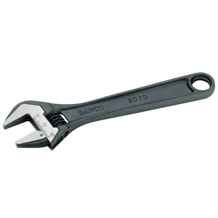 Bahco Clé à molette 10" 255 mm, ouverture métrique 30 mm, acier trempé et brunie