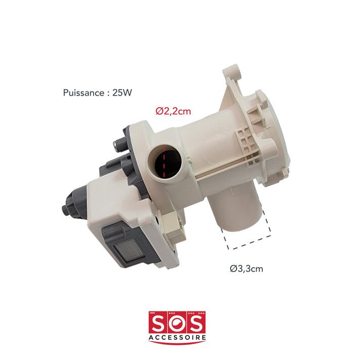 Pompe de vidange BEKO Compatible marques Corps complet Moteur intégré