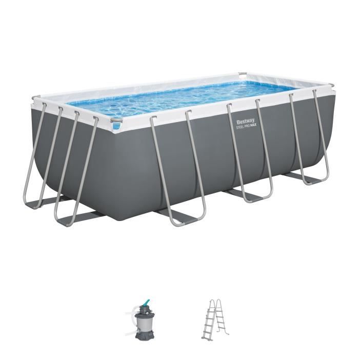 Kit Piscine hors sol tubulaire BESTWAY Steel Pro Max™ 412 x 201 x 122 cm Rectangulaire Filtre a sable échelle - vue 2