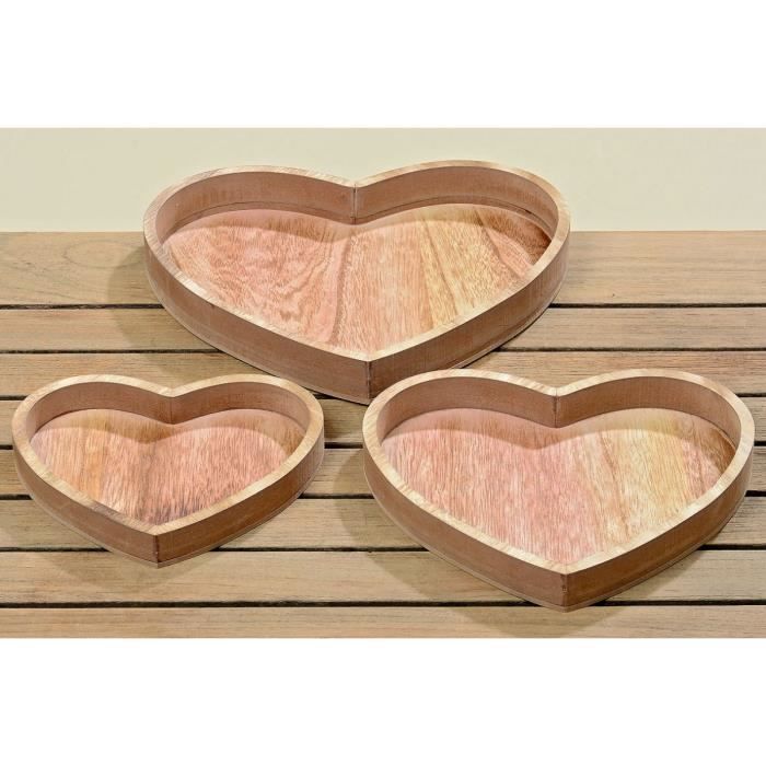 3x Plateau Bois En Coeur Alva Achat Vente Plat De Service Cdiscount Les coeurs en bois pour l'embellissement et la décoration. 3x plateau bois en coeur alva achat