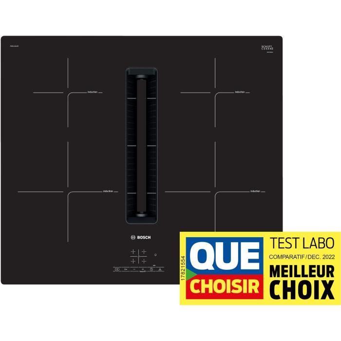 Plaque Induction Bosch Série 6 - 4 Foyers - 60cm Noir - Fonction PowerBoost Et QuickStart