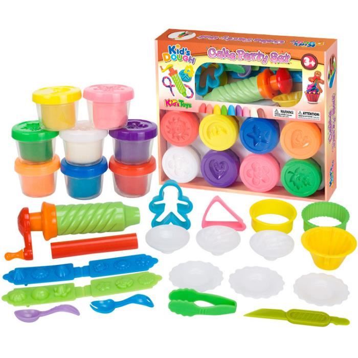 Bro Jeu De Pate A Modeler Gateau Fete 8 Tasses De Pates 18pcs Moules Cadeau D Anniversaire Pour Enfants Cdiscount Jeux Jouets