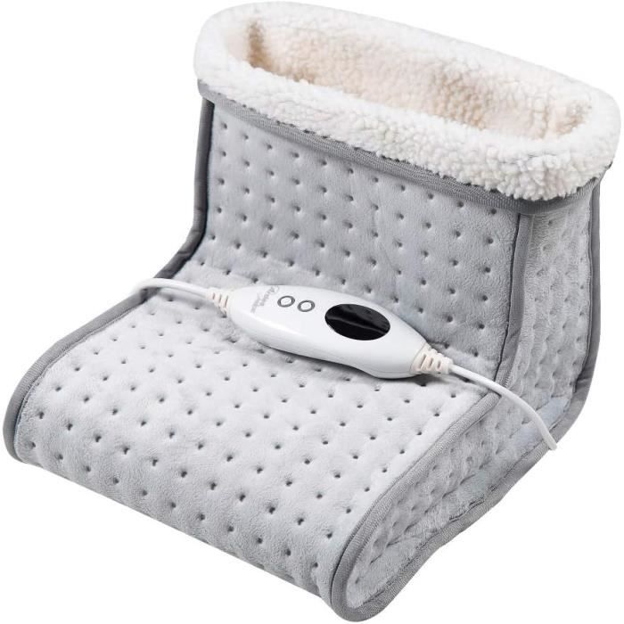 Chauffe-pieds électrique Beige – Lavable, Velours Cristal, Pour L'hiver, 27x26x22cm