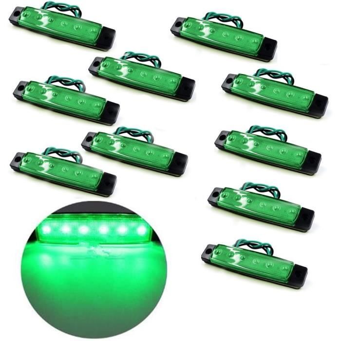 Lot 10 Feux De Gabarit Latéraux LED 6 LED Rouge 24V – Indicateurs De Position Camion, Remorque, Bus, Caravan