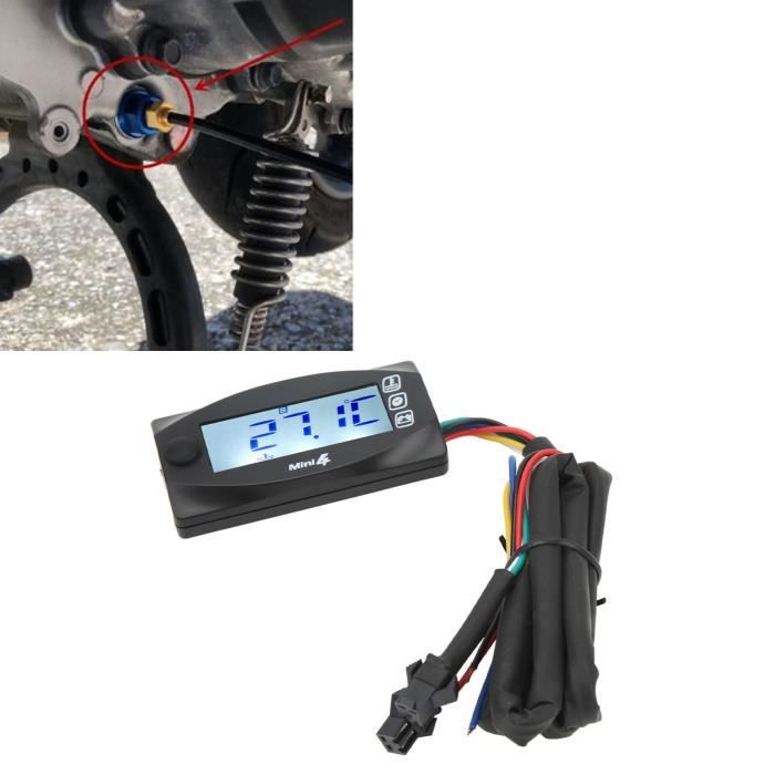 Dioche Compteur de tension à affichage numérique Jauge numérique LCD pour  moto Voltmètre Thermomètre de moto niveau M14x1.5 M16x1.5