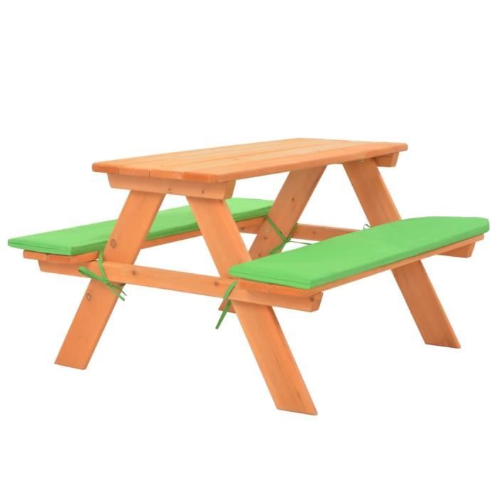 ENSEMBLE TABLE CHAISE DE JARDIN - Table de pique-nique pour enfants avec bancs 89x79x50 cm Sapin - DIO7380739447288