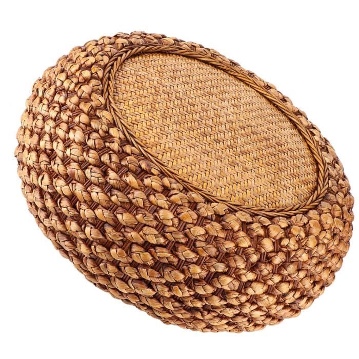 Coussin De Sol En Paille Tressée à La Main - 60x17 Cm - Pour Yoga, Méditation, Décoration - Naturel Et Respirant - Poignée De Transport