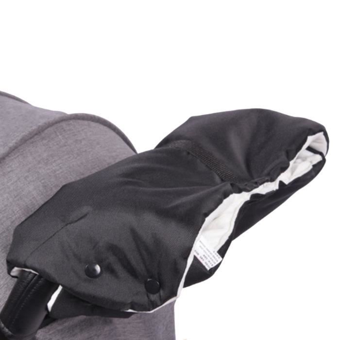 Poussettes imperméable tissu en nylon gants chauds épais noir 