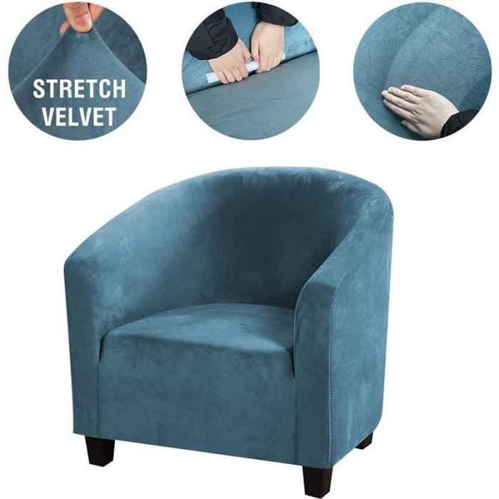 Housse De Chaise En Velours TIANSHU - Protection élégante Pour Fauteuil Chesterfield Ou Tub Chair - Gris Clair