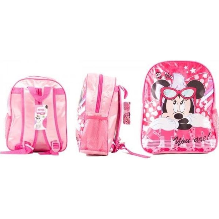 Sac dos MINNIE MOUSE disney cole maternelle fille rose satin 29