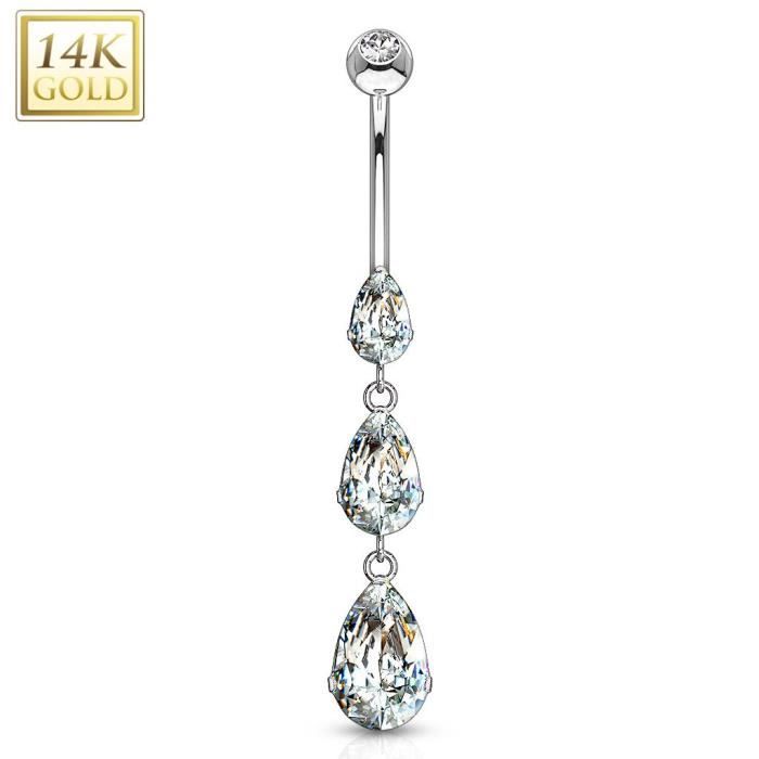 Faux Piercing Nombril Clip-on - Acier Chirurgical Avec CZ - Sans Perçage - 3 Styles Différents - Pour Fêtes, Cadeaux