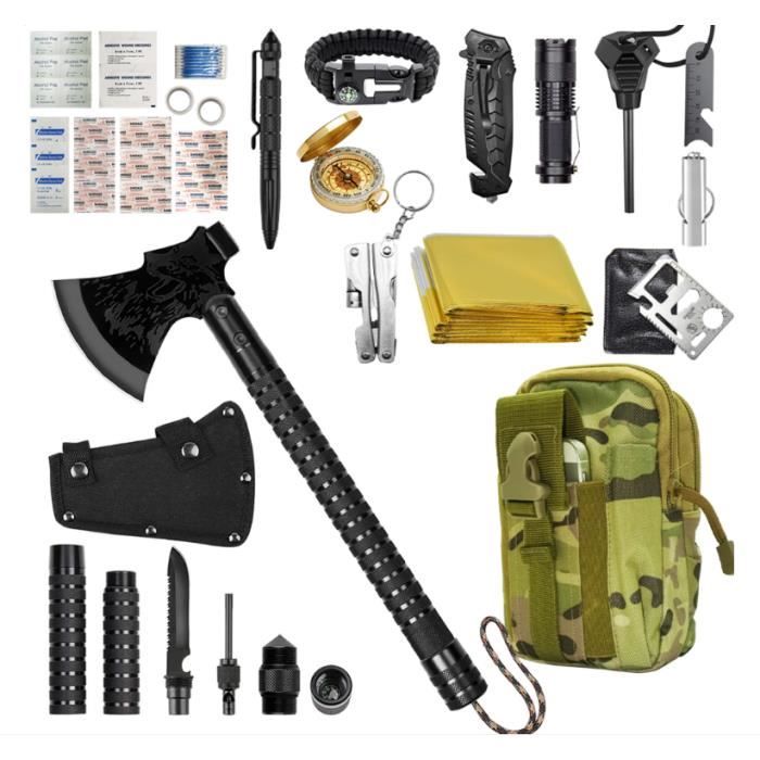 Kit Camping Complet – Pelle, Hache, Scie, Couteau – Matériel De Survie