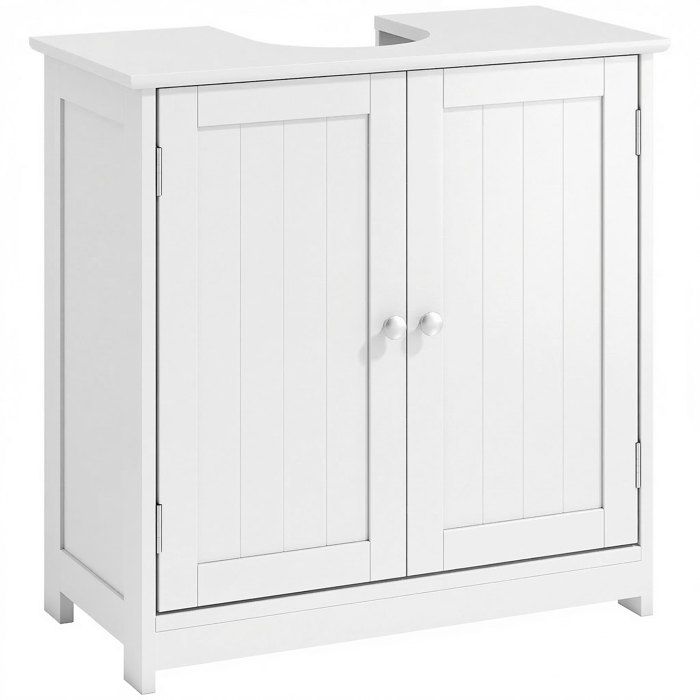 Meuble salle de bain sous lavabo - meuble sous-vasque - kleankin - placard 2 portes étagère rangement - bois - 60x30x60cm - blanc