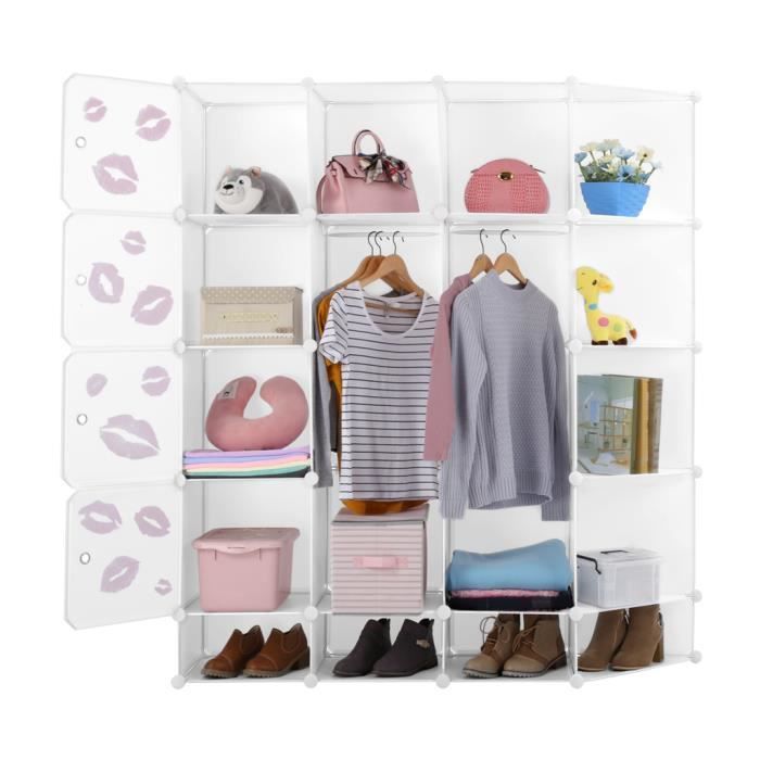 Langria Armoires Étagères Plastique Meuble Rangement Chambre avec 12