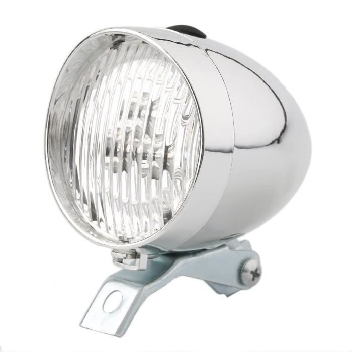 3 LED Vélo Vélo lumineux Feu avant de phare Vintage Lampe de poche-argent