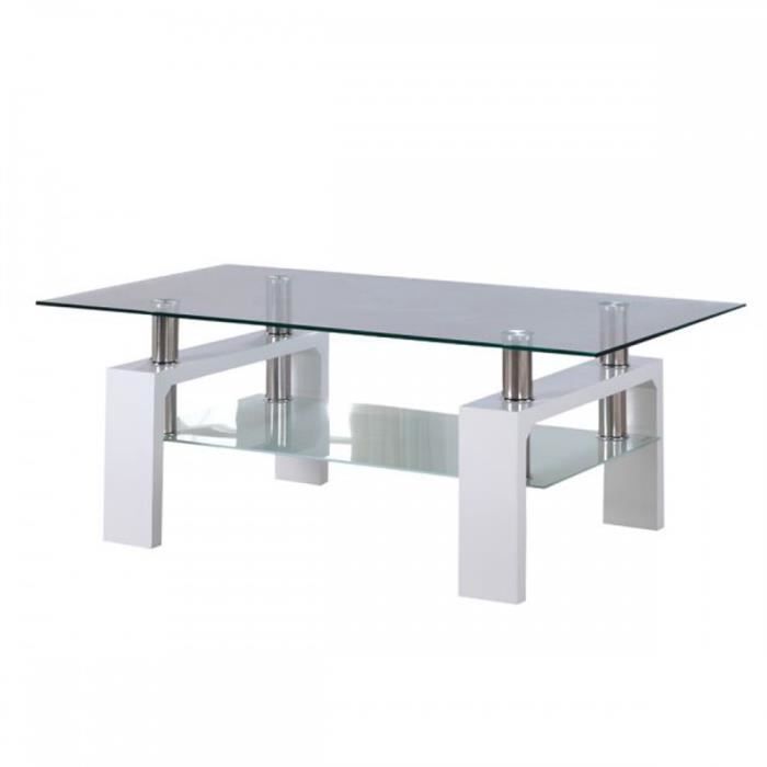 Lw Coffee Table Basse En Verre Acier Et Bois Blanc 44 Achat