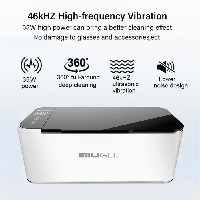 Nettoyeur Ultrasons Minthouz 500ml - 5 Modes - Pour Bijoux, Lunettes, Dentiers - Technologie 48kHz