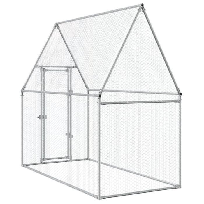 Comparer les prix de Cage pour poules argenté 200x100x190 cm acier galvanisé - Mothinessto