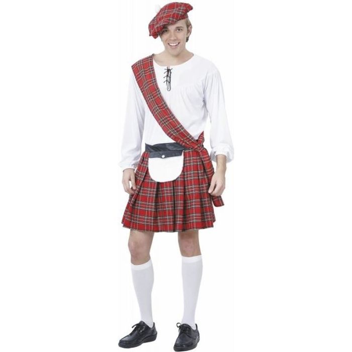 Déguisement écossais homme - Marque 175425 - Kilt, Chemisier blanc, Bonnet, Echarpe