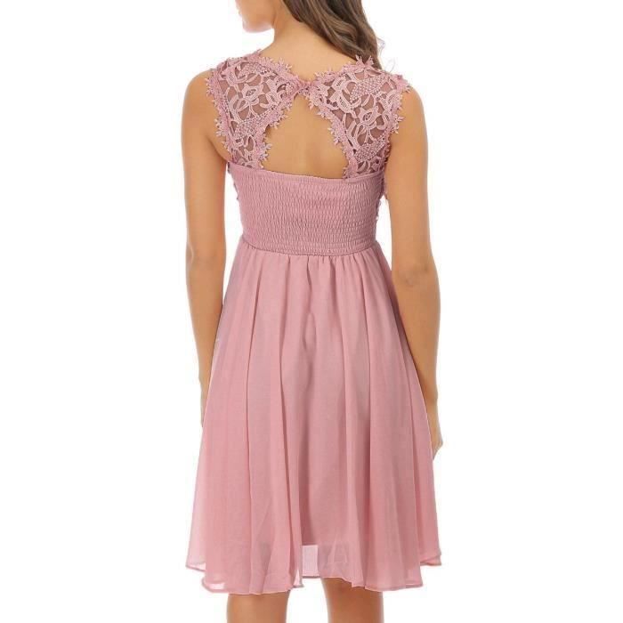 Robe vieux rose grandes tailles avec dentelle