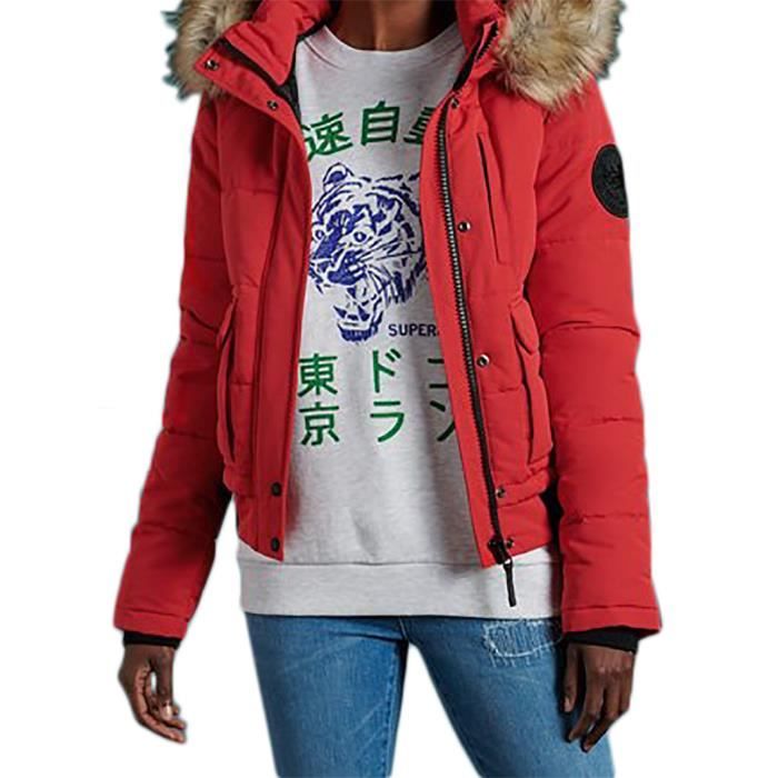 Blouson SuperDry Everest Rouge a Haut Risque Femme