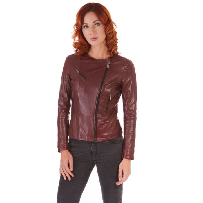 Veste en hotsell cuir col rond