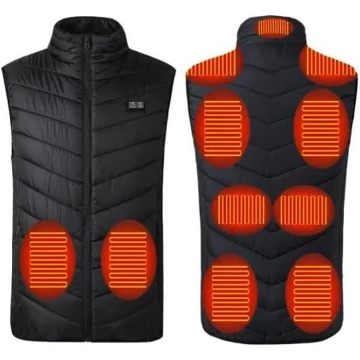 Gilet Chauffant Homme Femme Gilet Chauffant Gilet Auditif Reglable Chauffe corps Chauffant Electrique11 ZONES Batterie Non Incluse Noir Cdiscount Pret a Porter