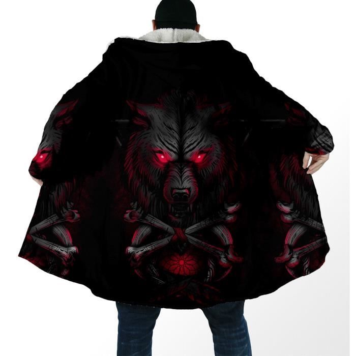 Manteau - Caban,Manteau à Capuche épais Et Chaud Pour Hommes,symbole De Tatouage,pardessus