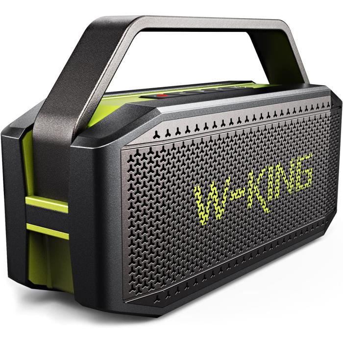 W-KING Enceinte Bluetooth Puissante, 60W Haut Parleur Chantier Etanche Portable sans Fil Bluetooth Speaker Outdoor Boombox avec des
