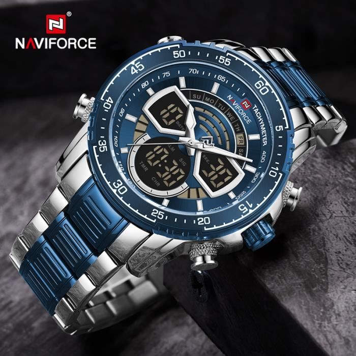 Sport Montre Homme de marque 2021 Luxe Sport quartz acier étanche bleu -  Numérique et Analogique Double affichage Argenté;Bleu, - Achat/vente montre  Homme Adulte Bleu Acier - Cdiscount