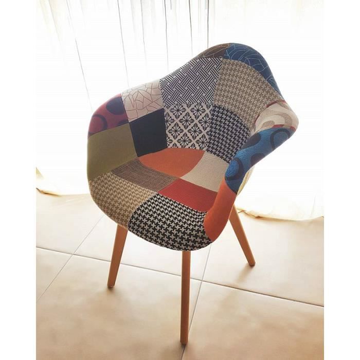 Fauteuil Chambre /à coucher Tabouret De Maquillage Cadre en bois Tabouret de bar Conception du dos et des pieds Chaise de cuisine Patchwork Multicolore Ensemble de chaise de salle /à manger,Blue