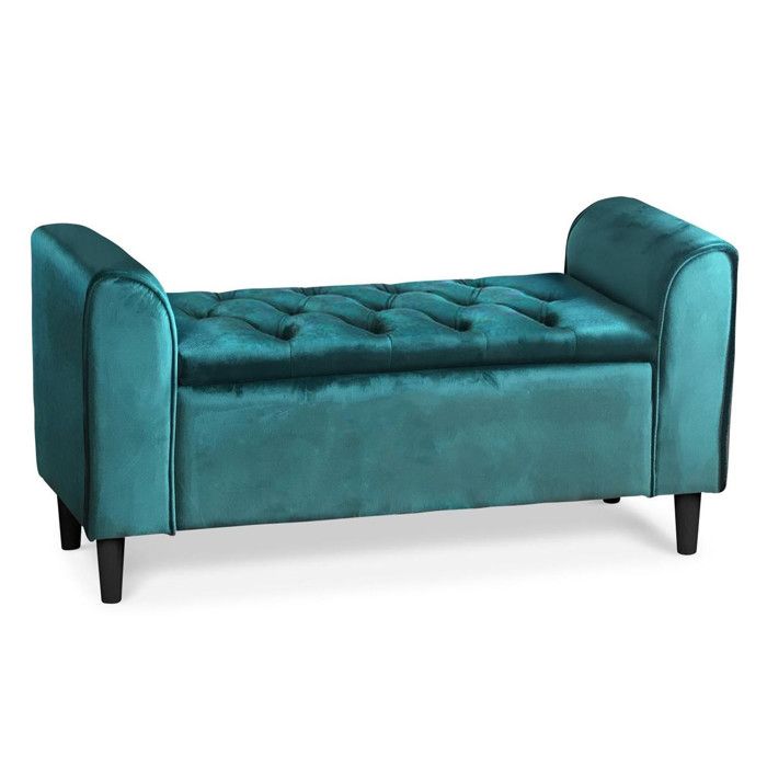 Banc Coffre En Velours Turner 114cm Vert Paris Prix Achat Vente Banc Cdiscount