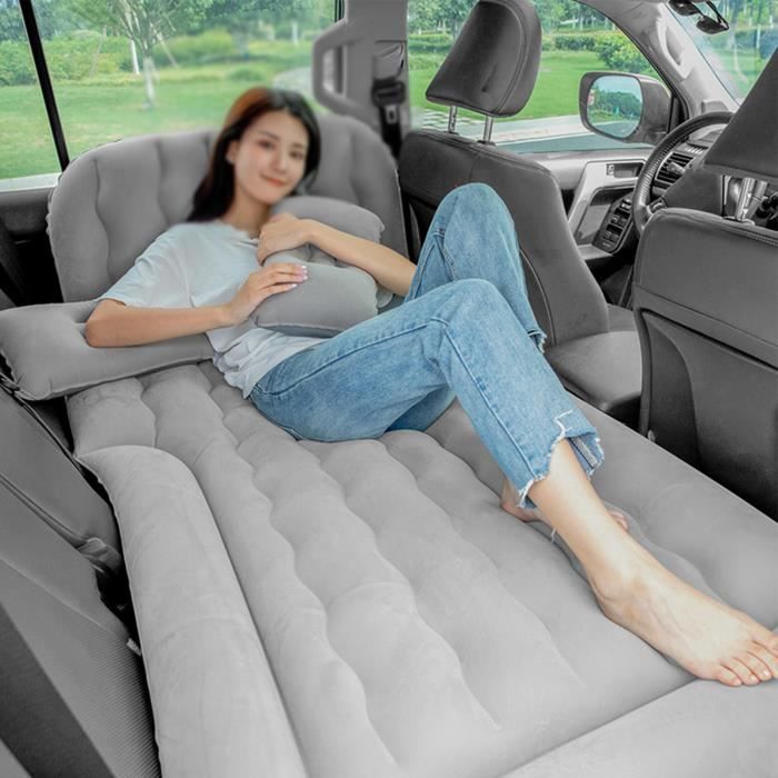 qqmora matelas gonflable pour voiture véhicule lit de voyage épaissi coussin de sommeil accessoire de camping-gris-flocage+pvc