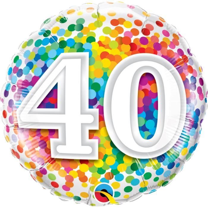 Ballon Anniversaire 40 Ans Rainbow Confetti 45 Cm Achat Vente Ballon Decoratif Cdiscount